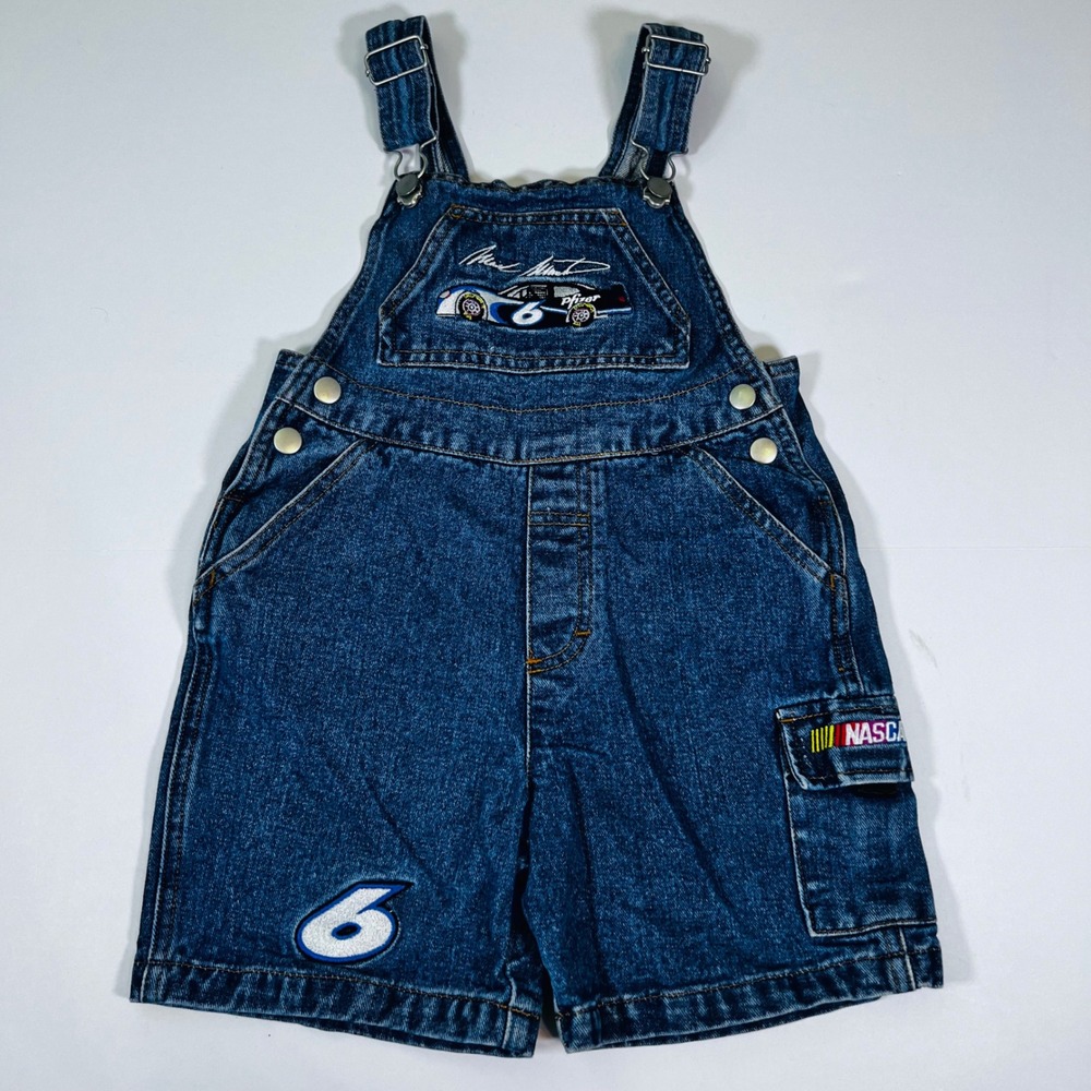 Vintage Mark Martin #6 NASCAR‎ Denim Shortalls 3T Team Caliber Pfizer Racing